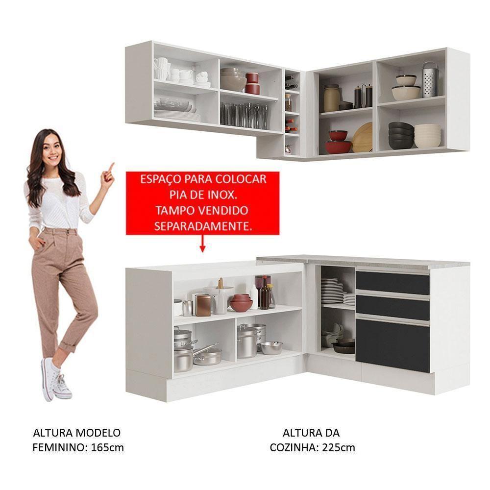 Cozinha Completa 329002 Com Armário E Balcão Branco/Preto - 7