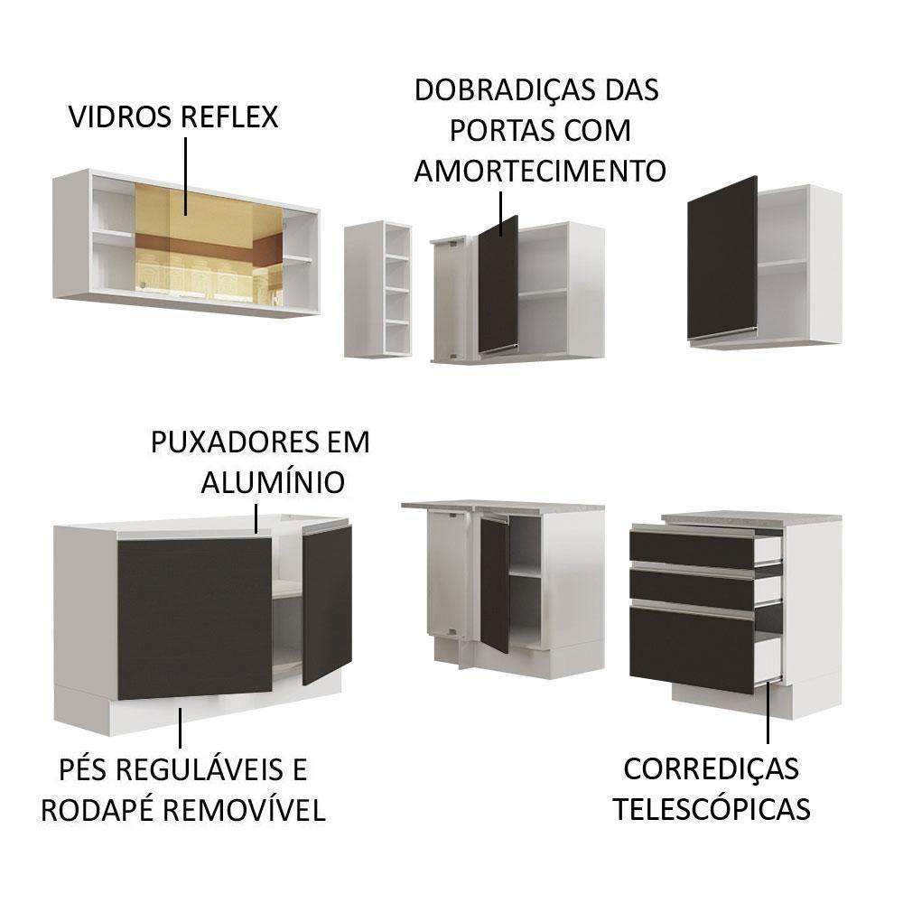 Cozinha Completa 329002 Com Armário E Balcão Branco/Preto - 8