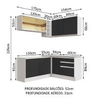 Cozinha Completa 329002 Com Armário E Balcão Branco/Preto - 9