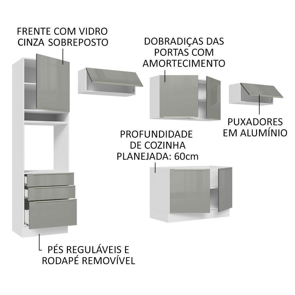 Cozinha Completa 340001 Com Armário E Balcão Branco/Cinza - 8