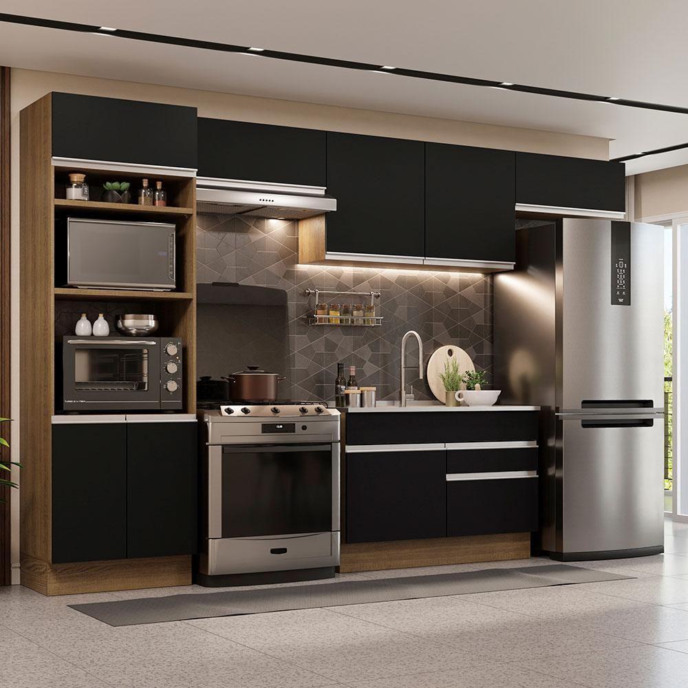 Cozinha Completa 350001 Com Armário E Balcão Rustic/Preto - 1