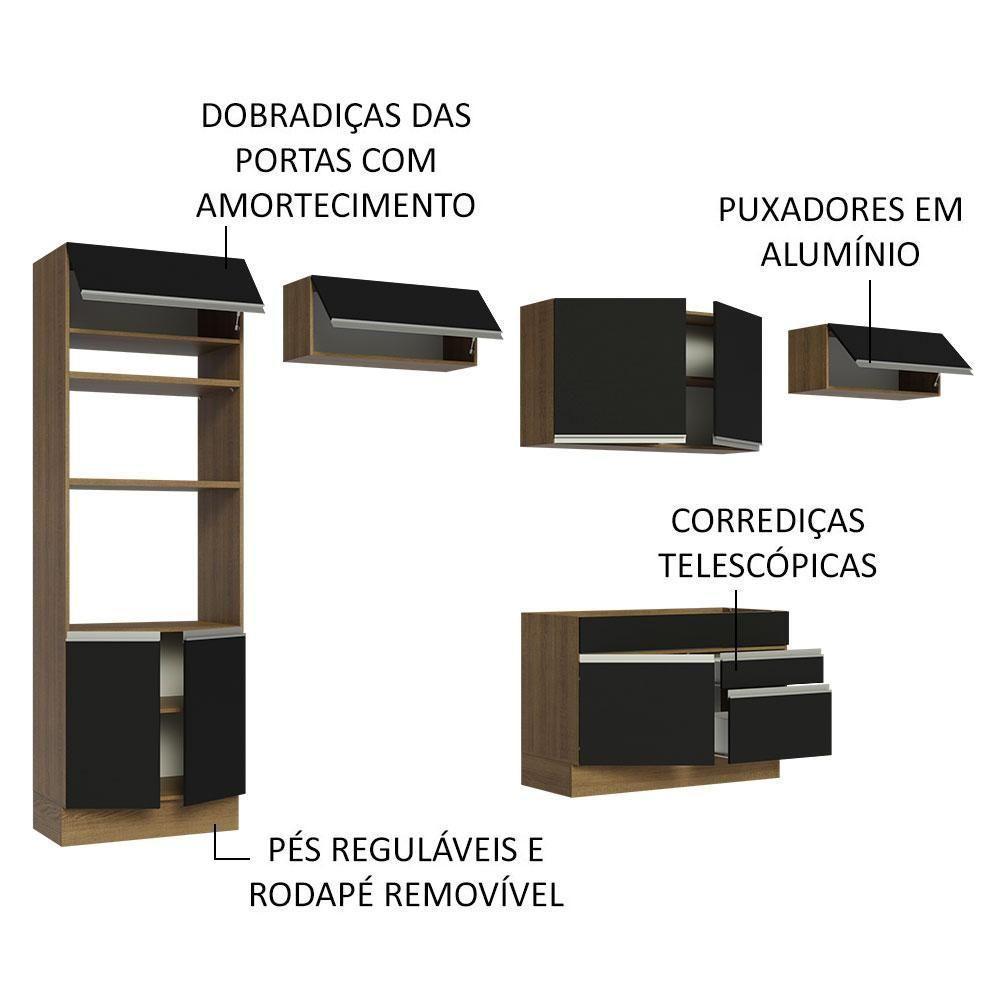 Cozinha Completa 350001 Com Armário E Balcão Rustic/Preto - 8