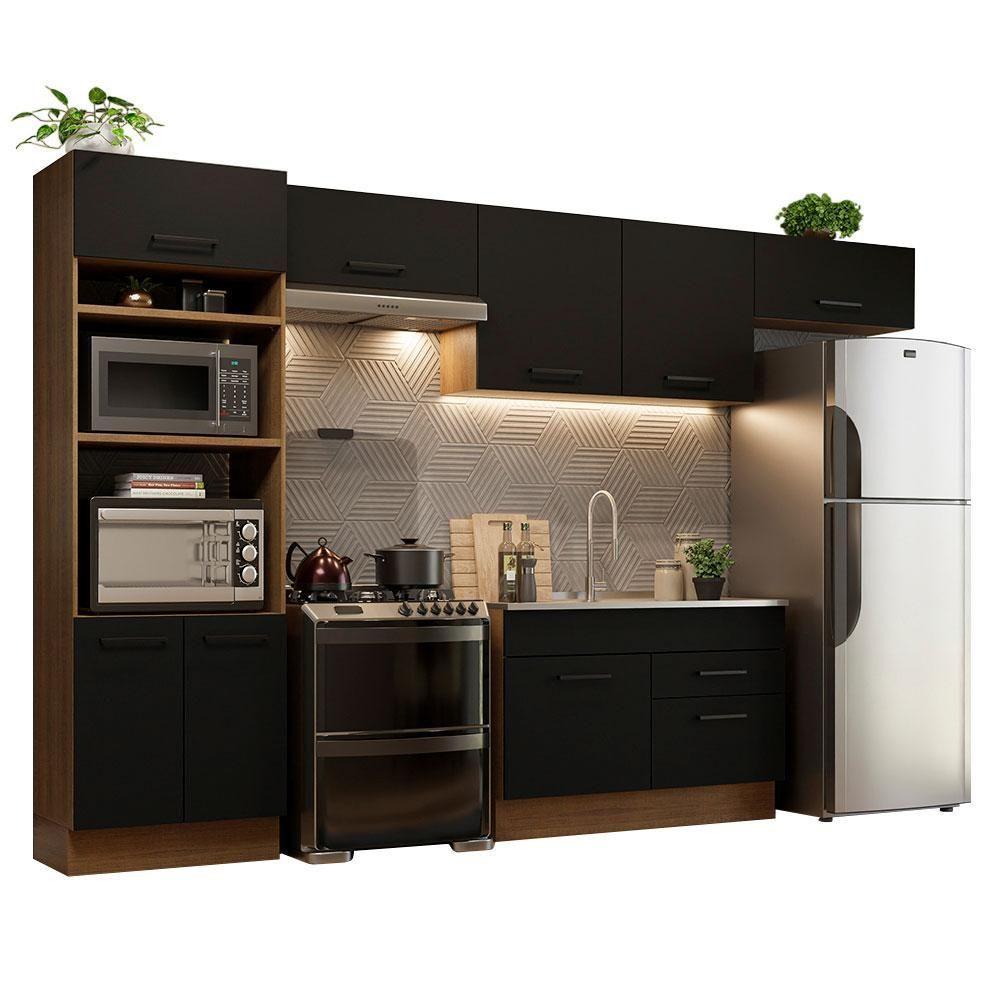 Cozinha Completa 350001 Com Armário E Balcão Rustic/Preto - 10