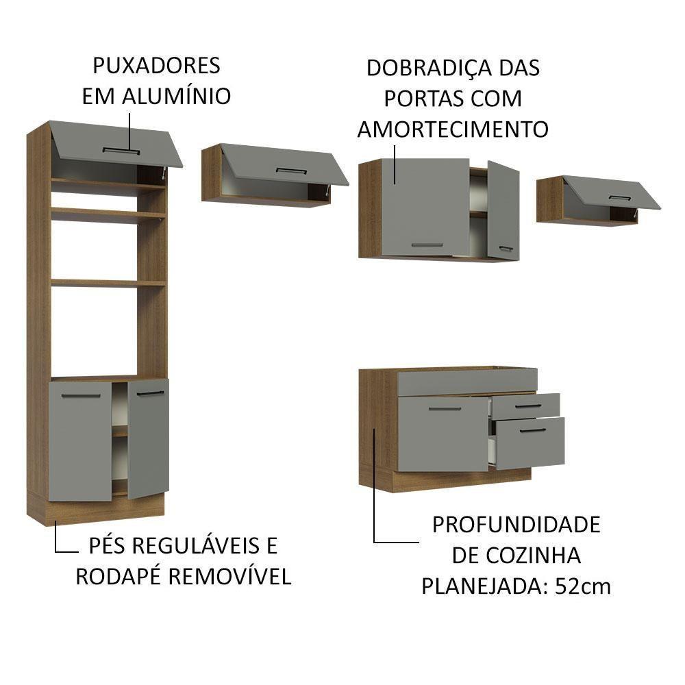 Cozinha Completa 350001 Com Armário E Balcão Rustic/Cinza - 8