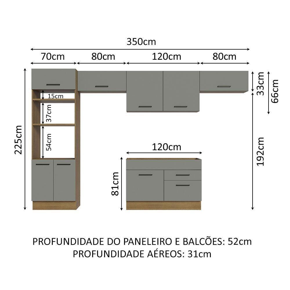Cozinha Completa 350001 Com Armário E Balcão Rustic/Cinza - 9
