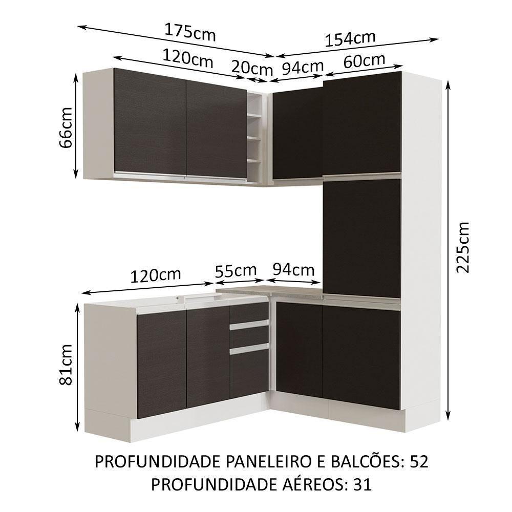 Cozinha Completa 329001 Com Armário E Balcão Branco/Preto - 9
