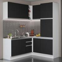 Cozinha Completa 329001 Com Armário E Balcão Branco/Preto - 1