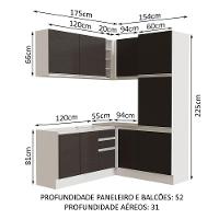 Cozinha Completa 329001 Com Armário E Balcão Branco/Preto - 9