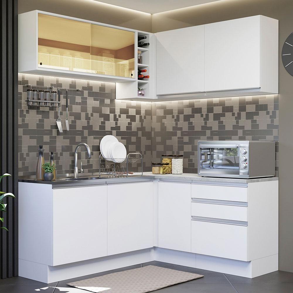 Cozinha Completa 329002 Com Armário E Balcão Branco Branco - 1