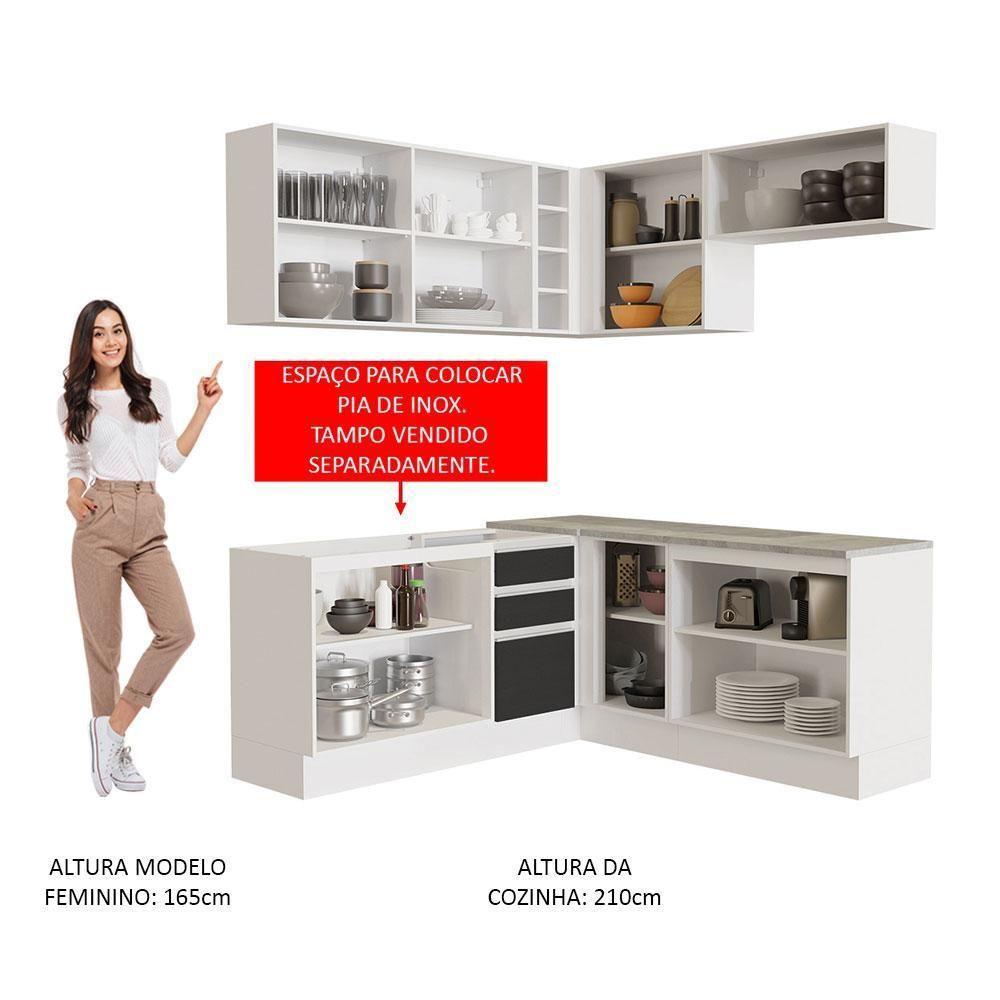 Cozinha Completa 349001 Com Armário E Balcão Branco/Preto - 7