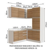 Cozinha Completa 329001 Com Armário E Balcão Branco/Rustic - 9
