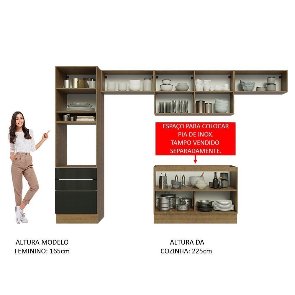 Cozinha Completa 340001 Com Armário E Balcão Rustic/Preto - 7