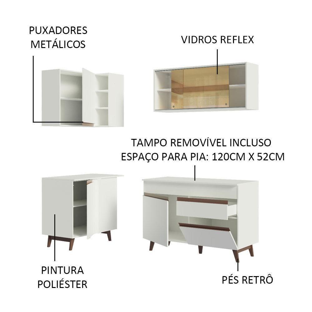 Cozinha Completa De Canto Madesa Reims 262001 Com Armário E Balcão - Branco Branco - 6