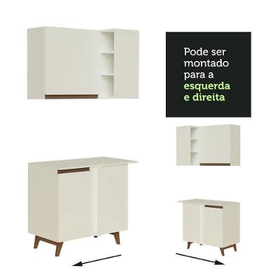 Cozinha Completa De Canto Madesa Reims 262001 Com Armário E Balcão - Branco Branco