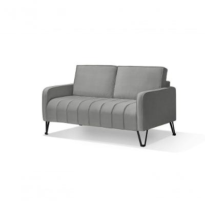 Sofá Living 2 Lugares C/ Pé De Ferro Preto 1,58 Mts Cinza