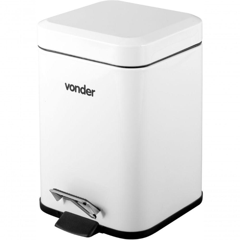 Lixeira Retangular 3 Litros Inox Branca 6356003002 Vonder - 3