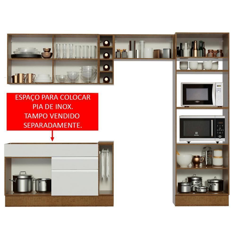 Cozinha Completa Cristal com Armário e Balcão (sem Tampo e Pia) Madesa - 3