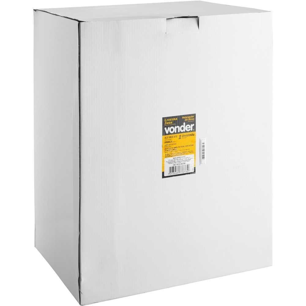 Lixeira Retangular 20 Litros Branca Tampa Pedal Vonder - 3