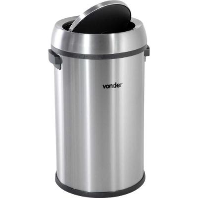 Lixeira Redonda 65 Litros Inox Tampa Basculante Vonder