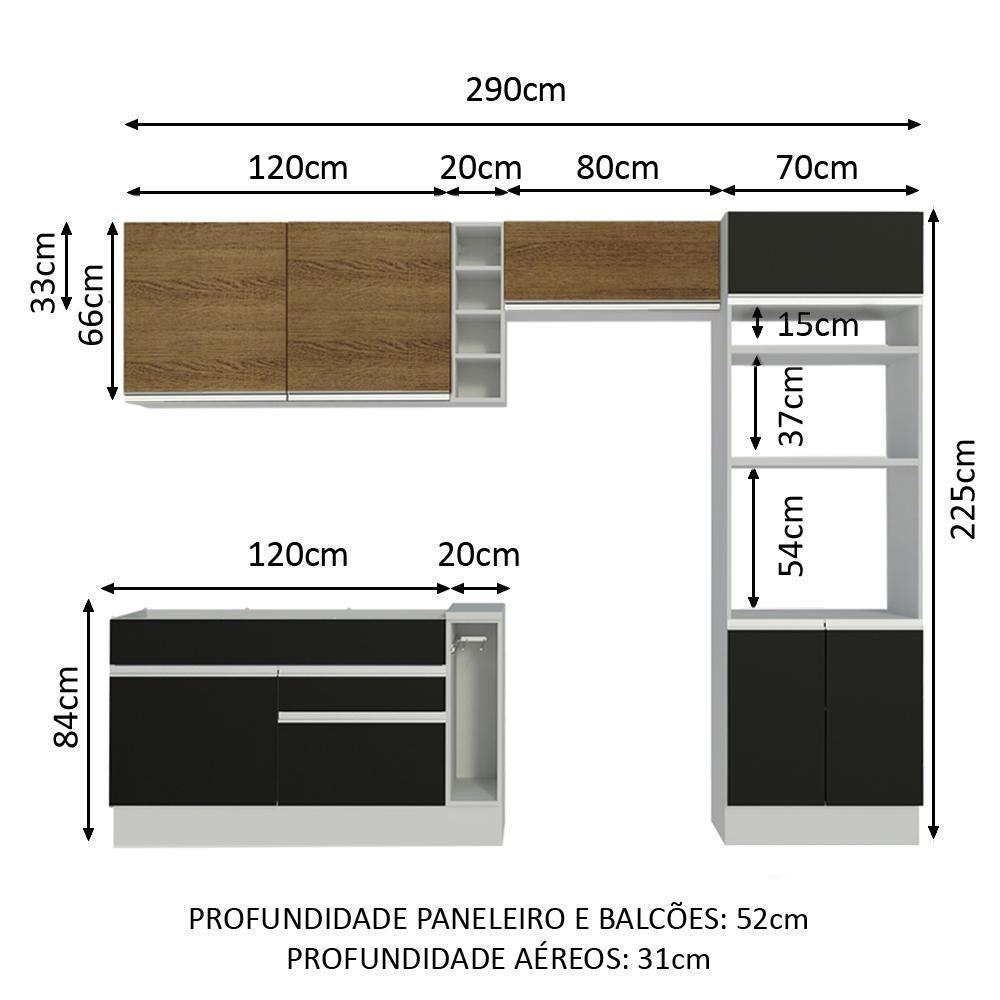 Cozinha Completa Cristal com Armário e Balcão (sem tampo e pia) Madesa - 3