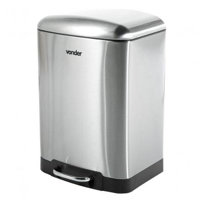 Lixeira Retangular 12 Litros Inox Cinza Vonder