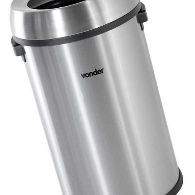 Lixeira Redonda 65 Litros Inox Sem Tampa Vonder