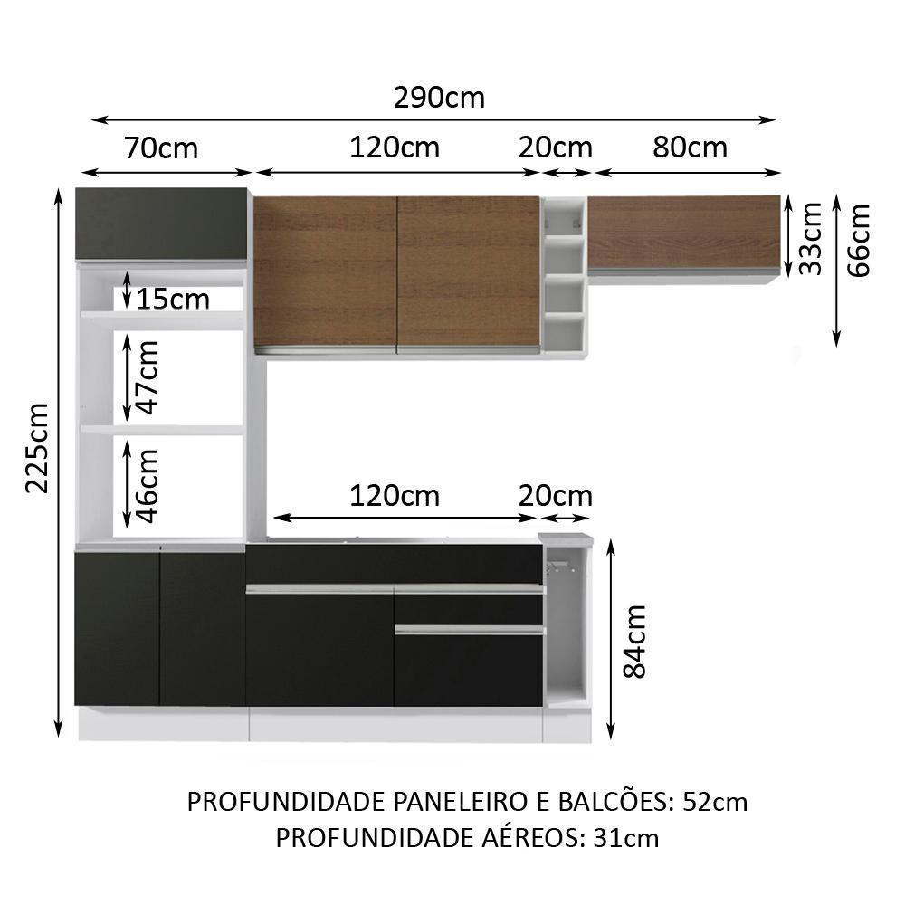 Cozinha Completa Safira com Armário e Balcão + Tampo Madesa - 2
