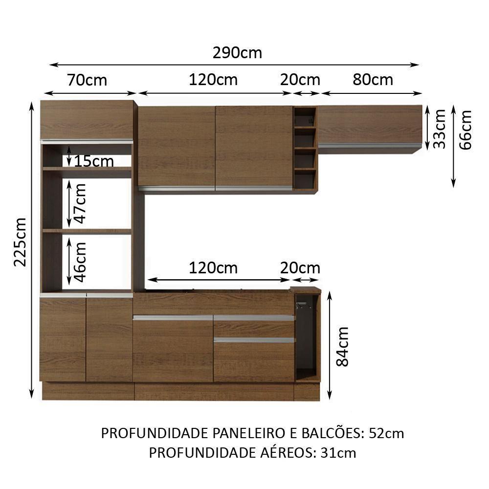 Cozinha Completa Safira com Armário e Balcão + Tampo Madesa - 6