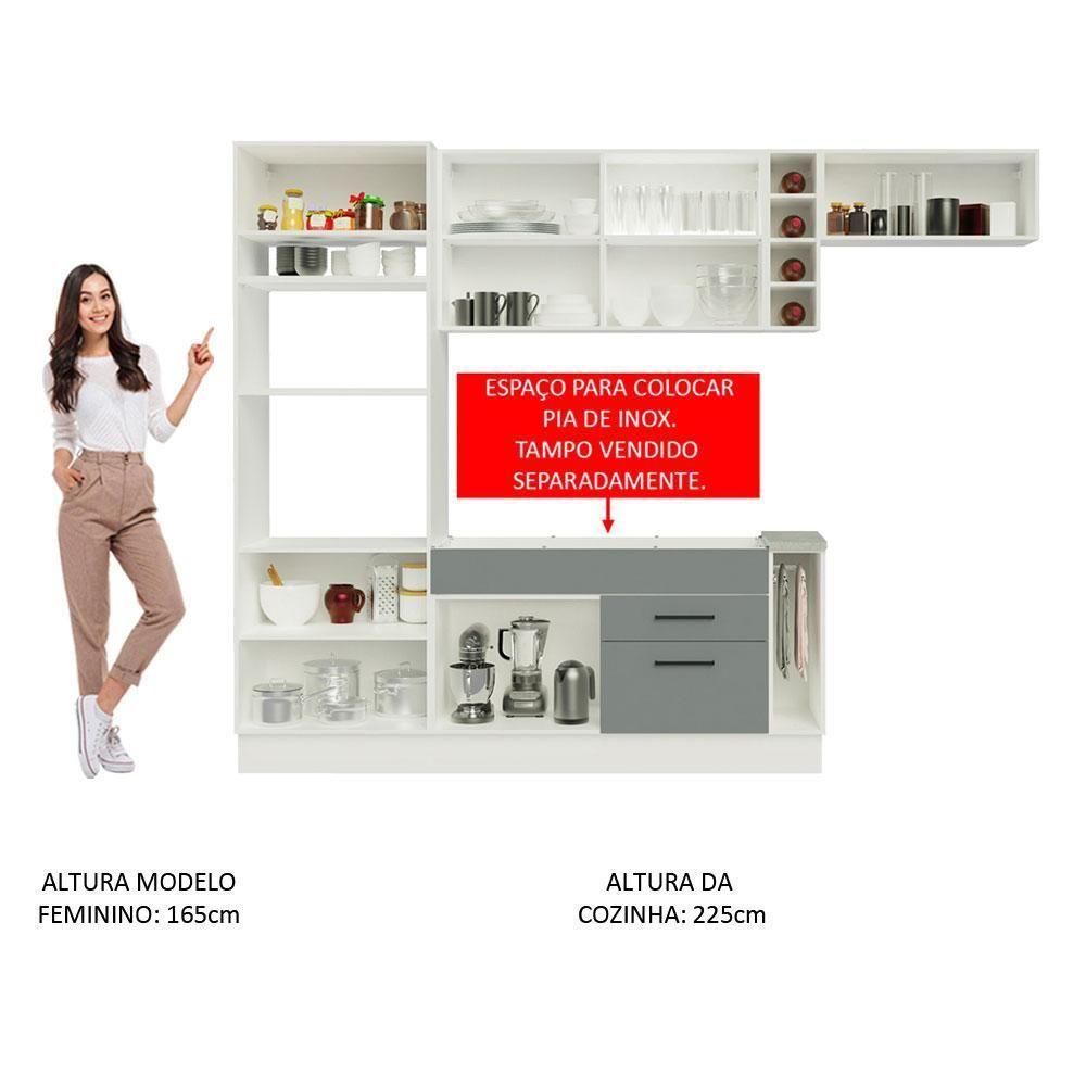 Cozinha Completa Madesa Agata com Armário e Balcão Cinza - 6