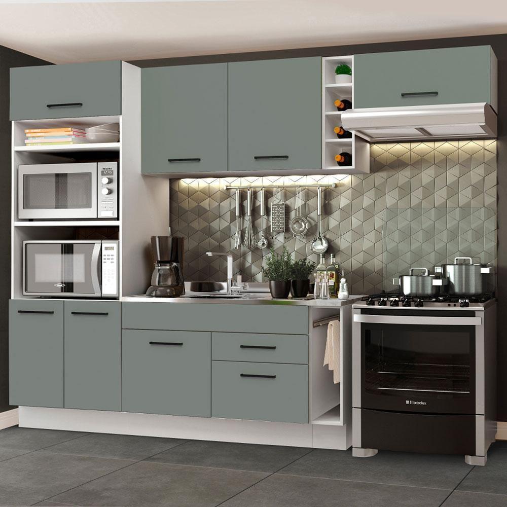 Cozinha Completa Madesa Agata com Armário e Balcão Cinza - 1