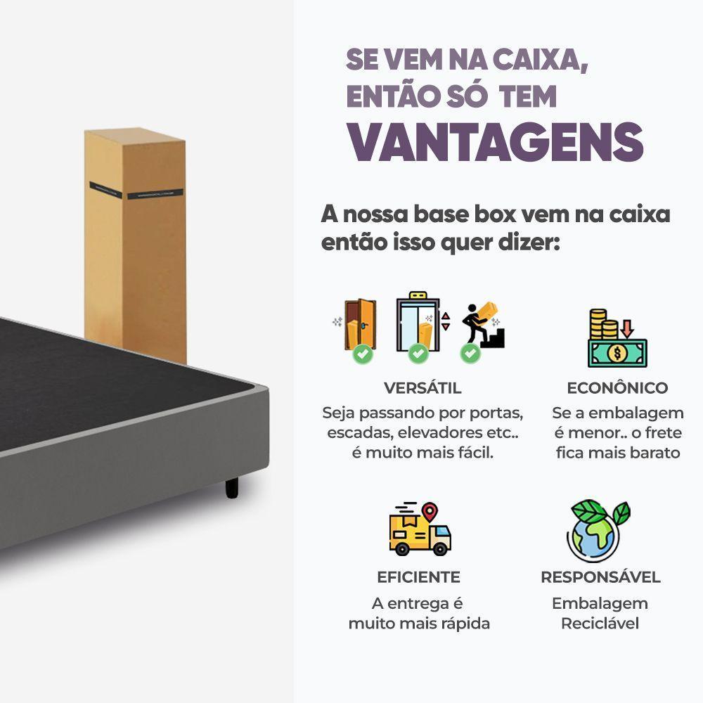 Cama Box Queen Desmontável Cinza + Colchão Umaflex Fit Firm D33 17cm Altura - Orthocamas - 3