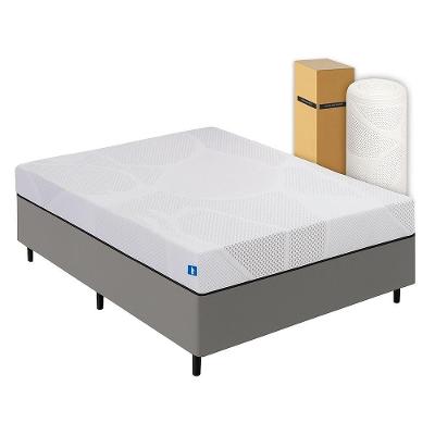 Cama Box Queen Desmontável Cinza + Colchão Umaflex Fit Firm D33 17cm Altura - Orthocamas