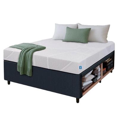 Cama Box Baú Base Sider Queen Preta + Colchão Umaflex Fit Firm D33 Altura 17cm - Orthocamas
