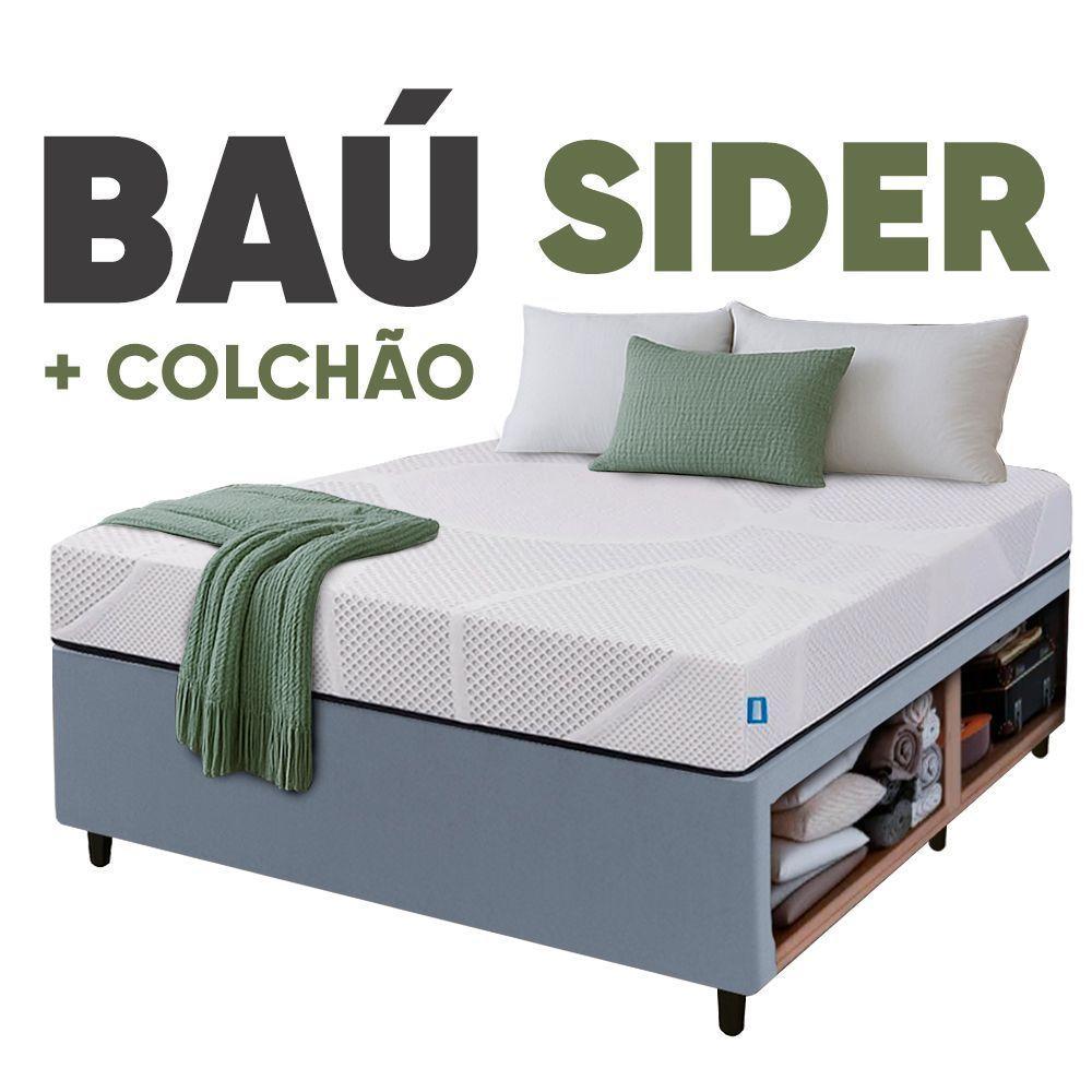 Cama Box Baú Base Sider Solteiro Cinza + Colchão Umaflex Fit Firm D33 Altura 17cm - Orthocamas - 9