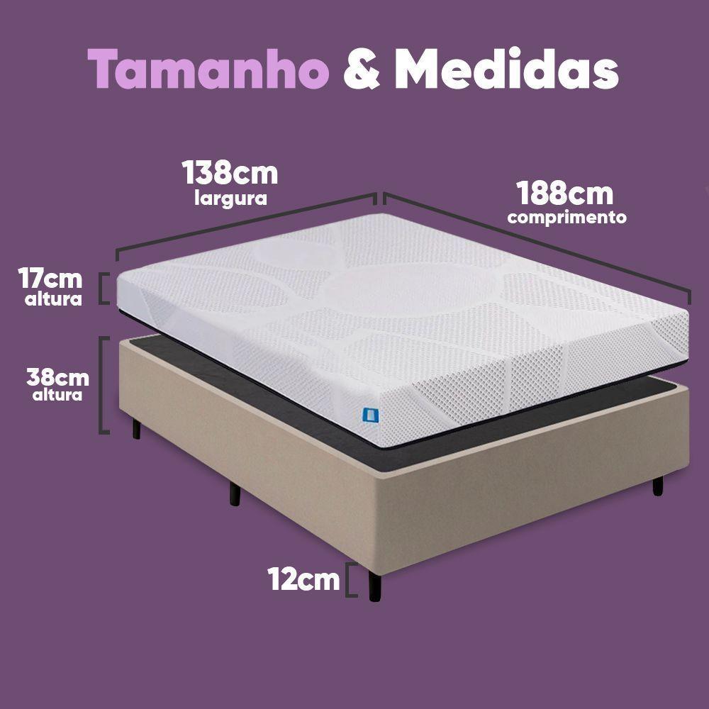 Cama Box Casal Desmontável Bege + Colchão Umaflex Fit Firm D33 17cm Altura - Orthocamas - 4
