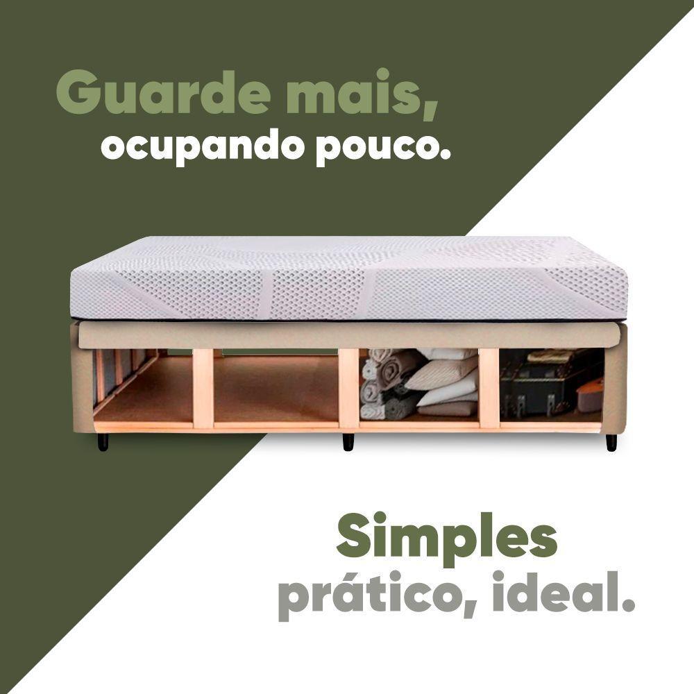 Cama Box Baú Base Sider Casal Bege + Colchão Umaflex Fit Firm D33 Altura 17cm - Orthocamas - 2