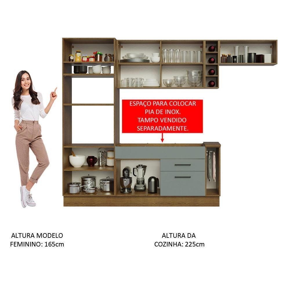 Cozinha Completa Madesa Agata com Armário e Balcão Cinza - 3