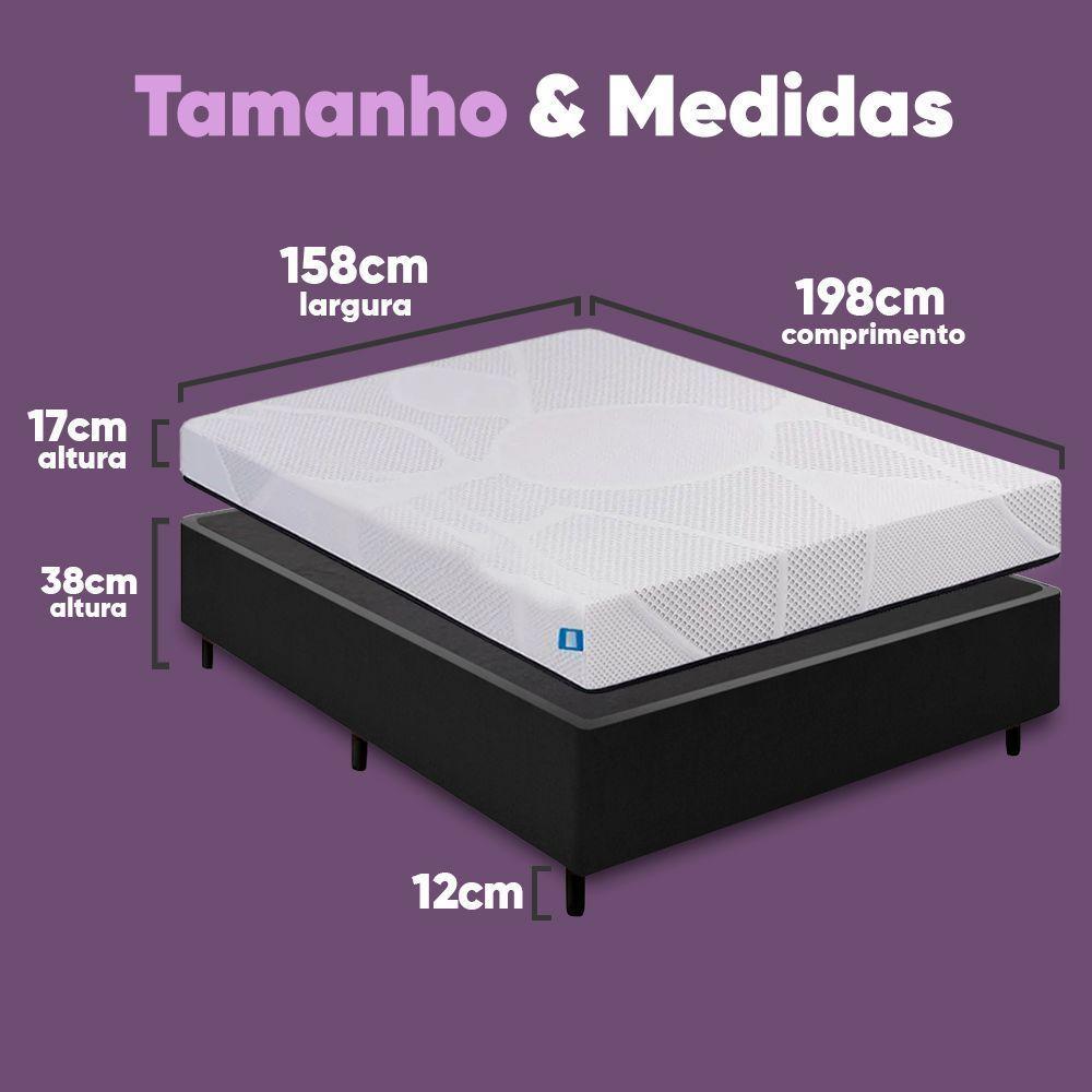 Cama Box Queen Desmontável Preta + Colchão Umaflex Fit Firm D33 17cm Altura - Orthocamas - 4