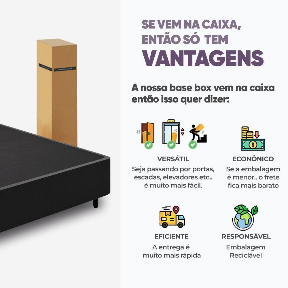 Cama Box Queen Desmontável Preta + Colchão Umaflex Fit Firm D33 17cm Altura - Orthocamas - 5