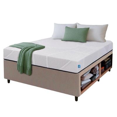 Cama Box Baú Base Sider Solteiro Bege + Colchão Umaflex Fit Firm D33 Altura 17cm - Orthocamas