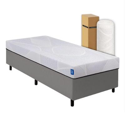 Cama Box Solteiro Desmontável Marrom + Colchão Umaflex Fit Firm D33 17cm Altura - Orthocamas