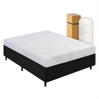 Cama Box Casal Desmontável Preta + Colchão Umaflex Fit Firm D33 17cm Altura - Orthocamas