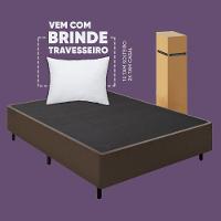 Cama Box Queen Desmontável Marrom + Colchão Umaflex Fit Firm D33 17cm Altura - Orthocamas
