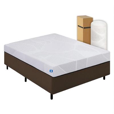 Cama Box Casal Desmontável Marrom + Colchão Umaflex Fit Firm D33 17cm Altura - Orthocamas