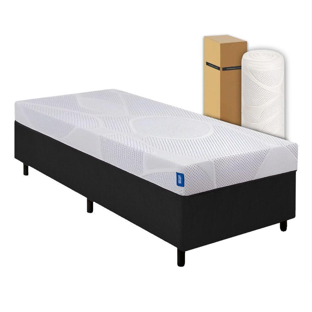 Cama Box Solteiro Desmontável Preta + Colchão Umaflex Fit Firm D33 17cm Altura - Orthocamas - 1