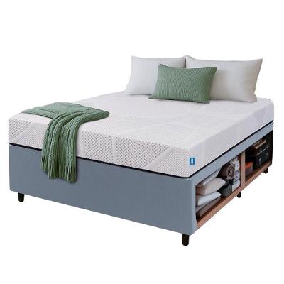 Cama Box Baú Base Sider Queen Cinza + Colchão Umaflex Fit Firm D33 Altura 17cm - Orthocamas