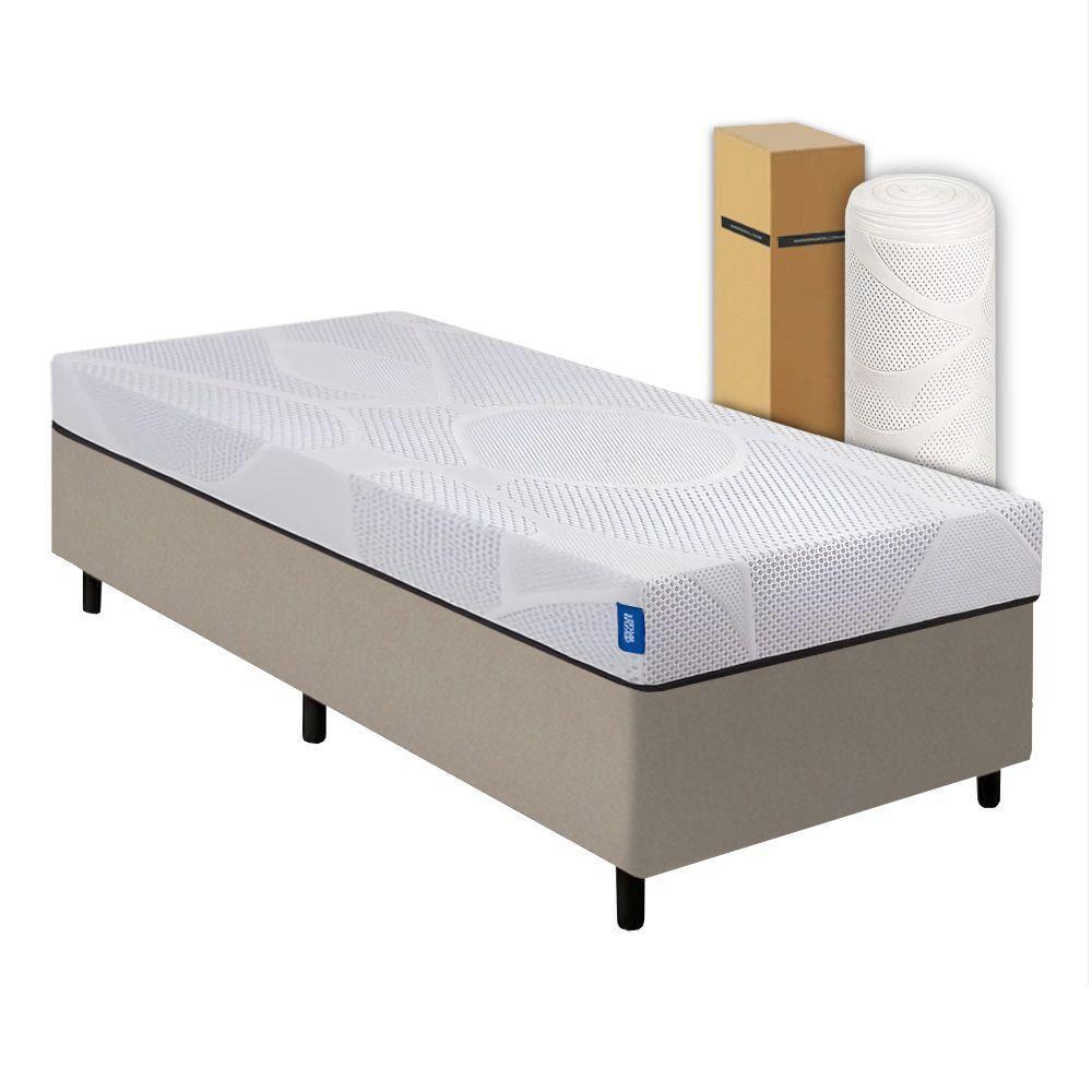 Cama Box Solteiro Desmontável Bege + Colchão Umaflex Fit Firm D33 17cm Altura - Orthocamas - 1