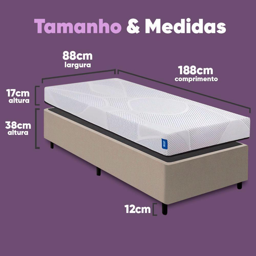 Cama Box Solteiro Desmontável Bege + Colchão Umaflex Fit Firm D33 17cm Altura - Orthocamas - 4