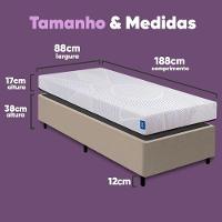 Cama Box Solteiro Desmontável Bege + Colchão Umaflex Fit Firm D33 17cm Altura - Orthocamas