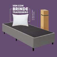 Cama Box Solteiro Desmontável Cinza + Colchão Umaflex Fit Firm D33 17cm Altura - Orthocamas